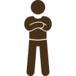 Silhouette of person standing with crossed arms