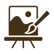 Art easel icon with brush