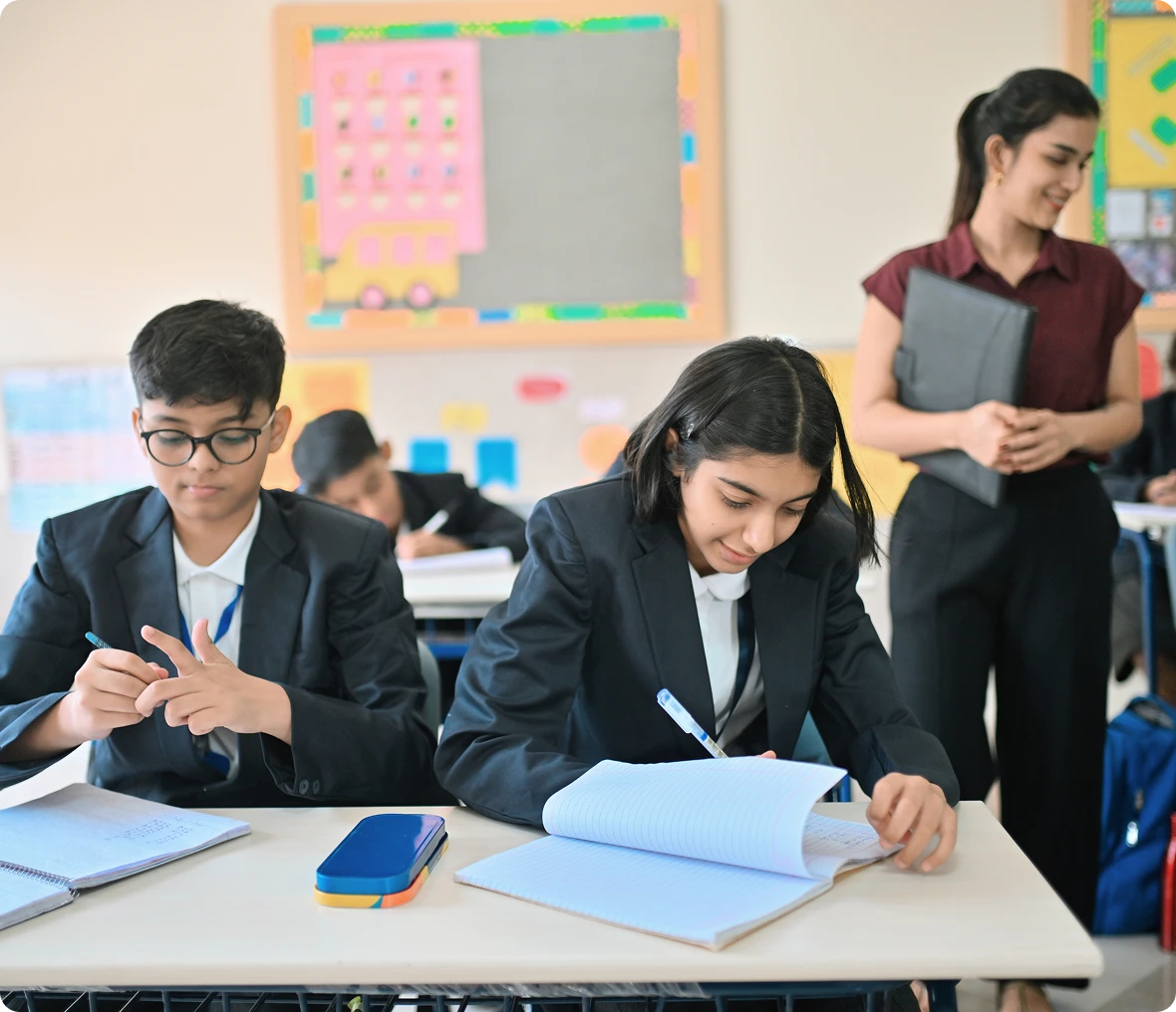 Students working in classroom