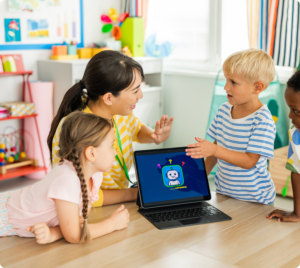 Kids interacting with educational technology