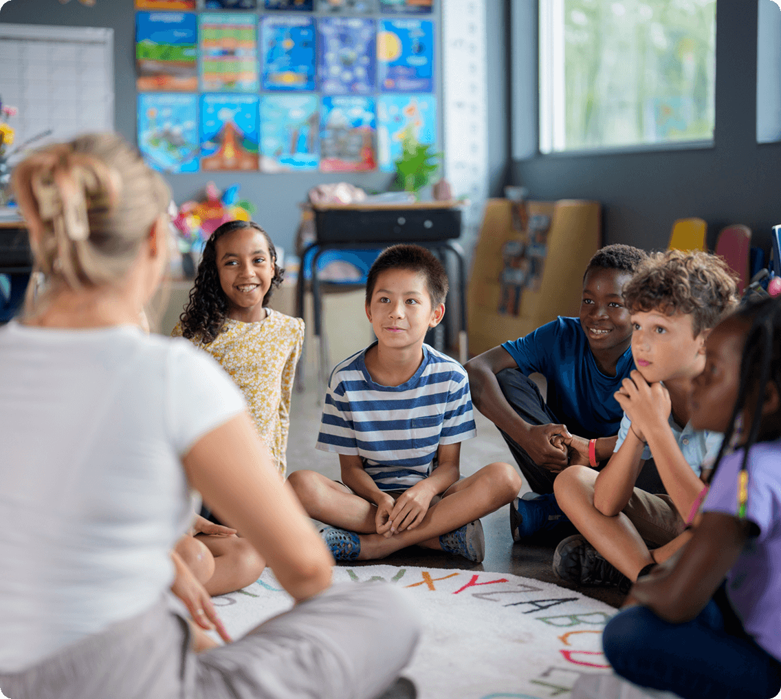 Kids engaging in group learning activity