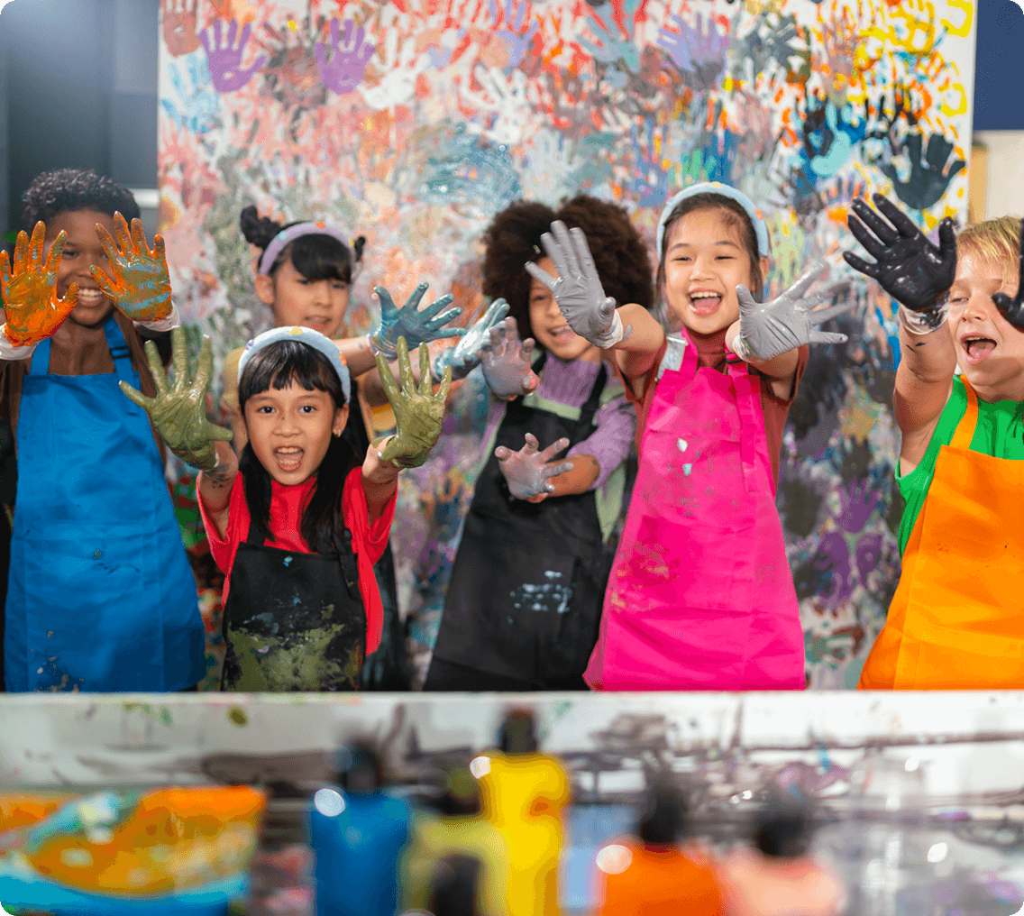 Kids enjoying a messy art session