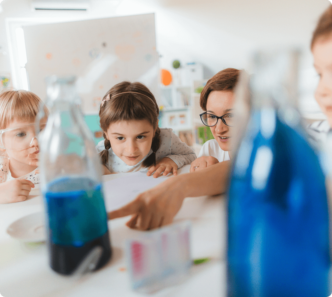 Curious children in classroom activity