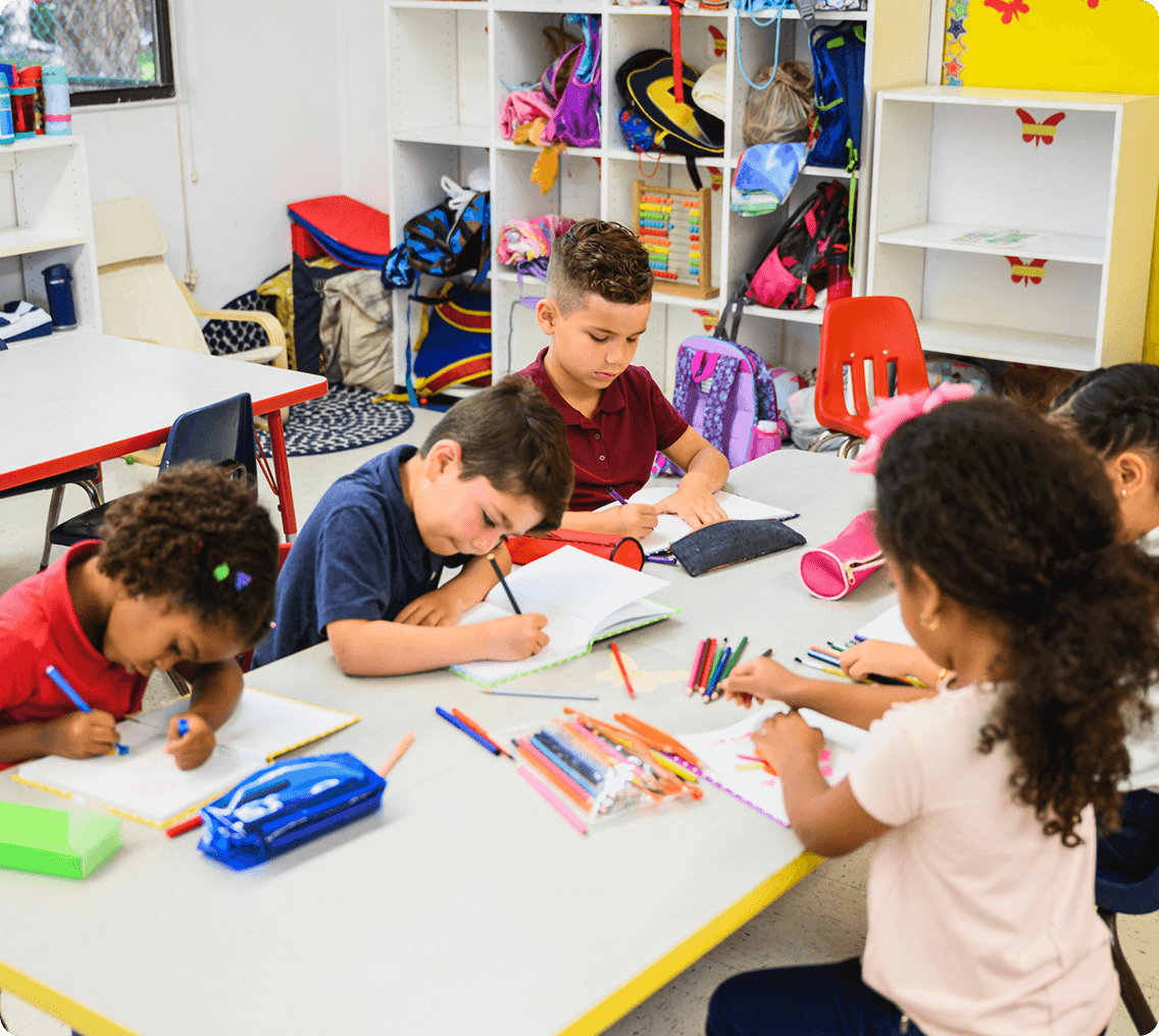 Students engaged in art activities