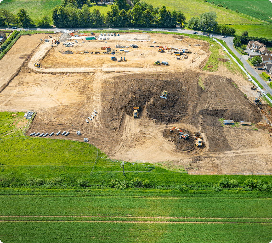 Aerial view of land development