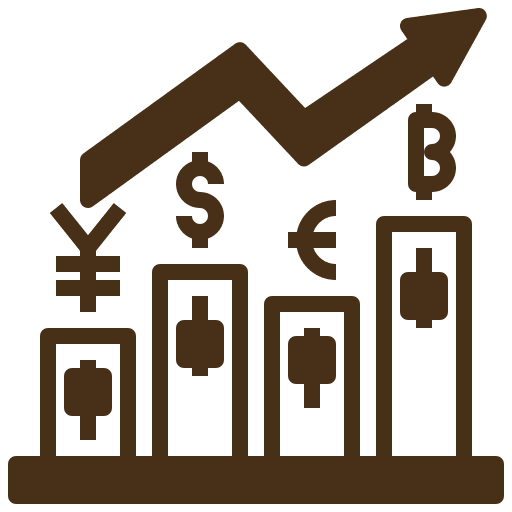 Financial growth with currency bar chart