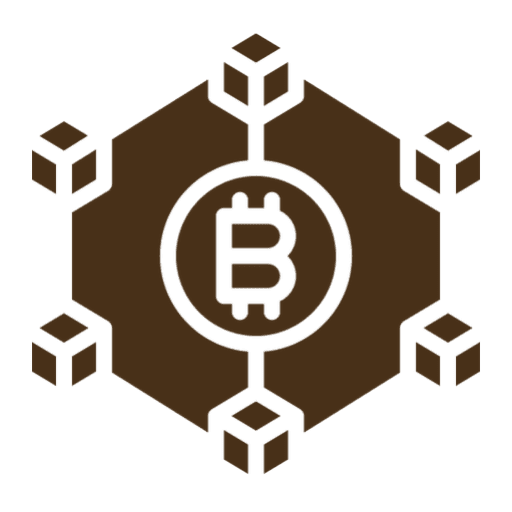 Digital currency logo with block pattern