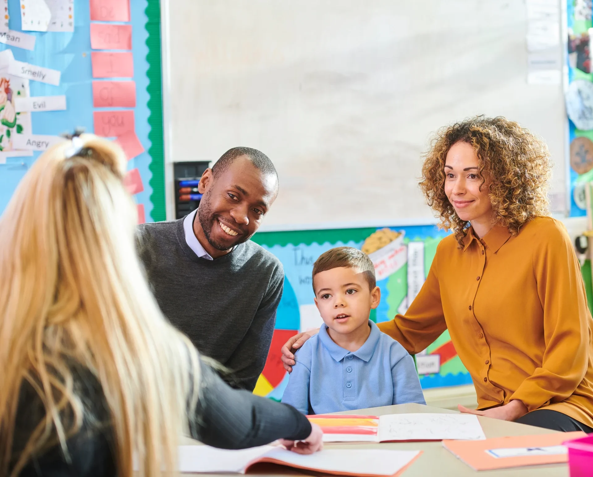 Family and teacher discuss school progress