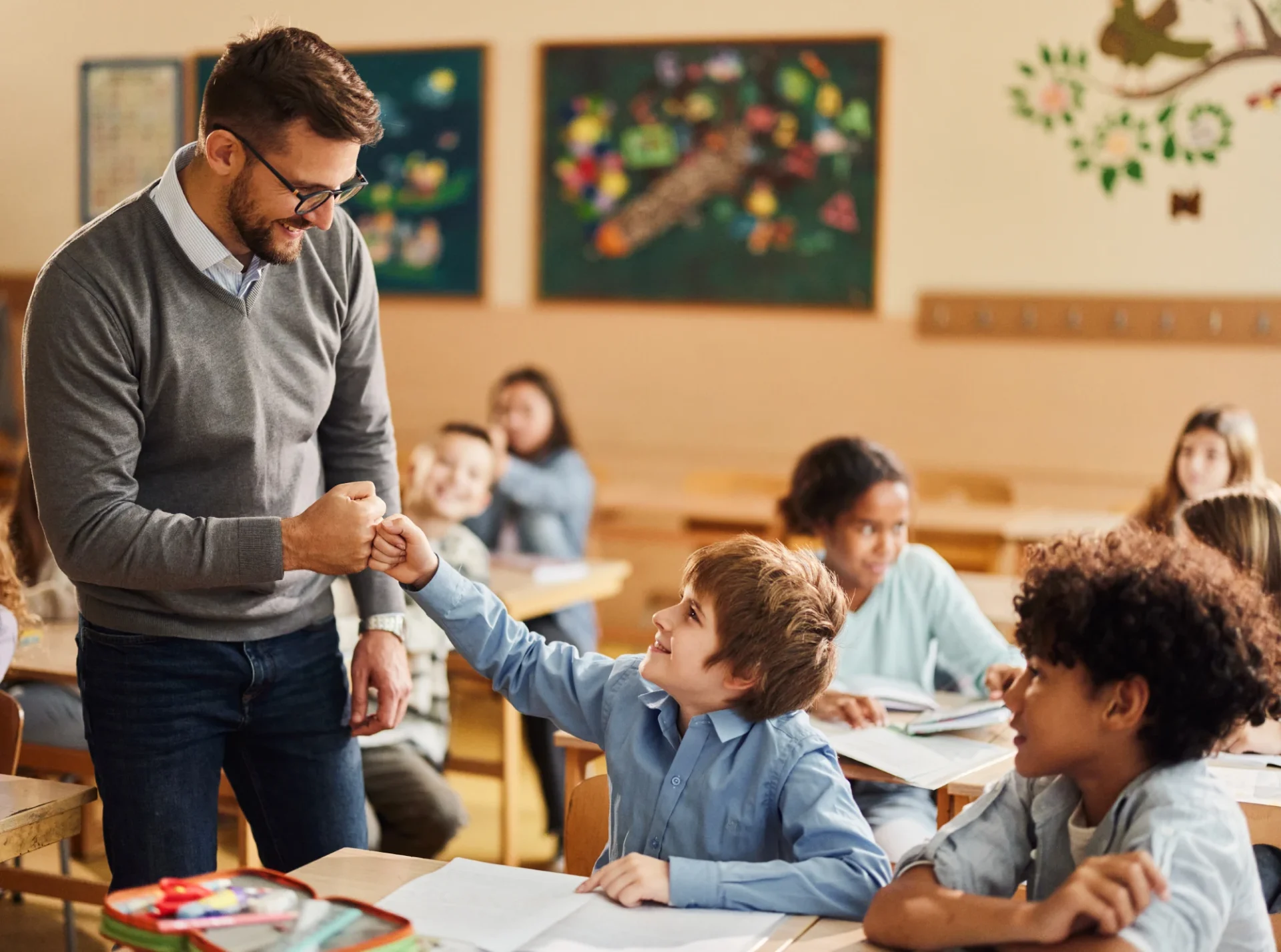 Classroom interaction with students and teacher