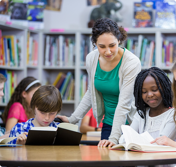 Children reading books together