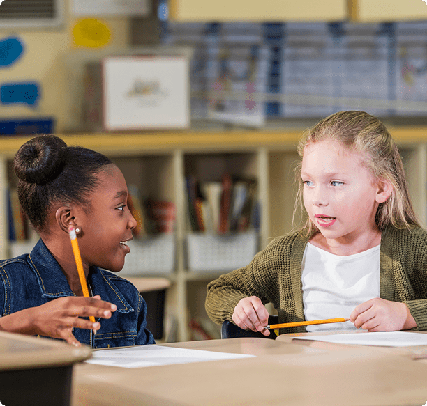 Children talking in classroom