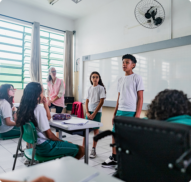 Students presenting in a classroom