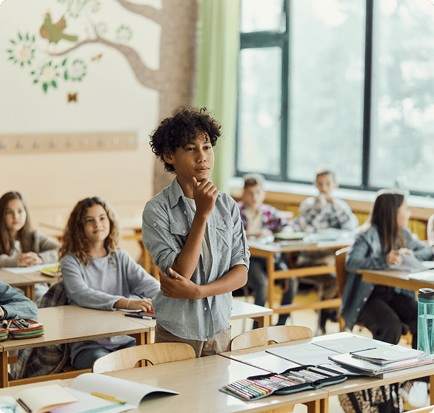 Diverse classroom with attentive students
