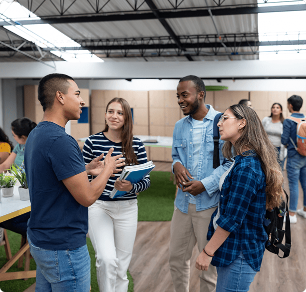 Diverse group having a discussion