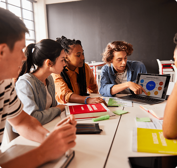 Students discussing in a study group