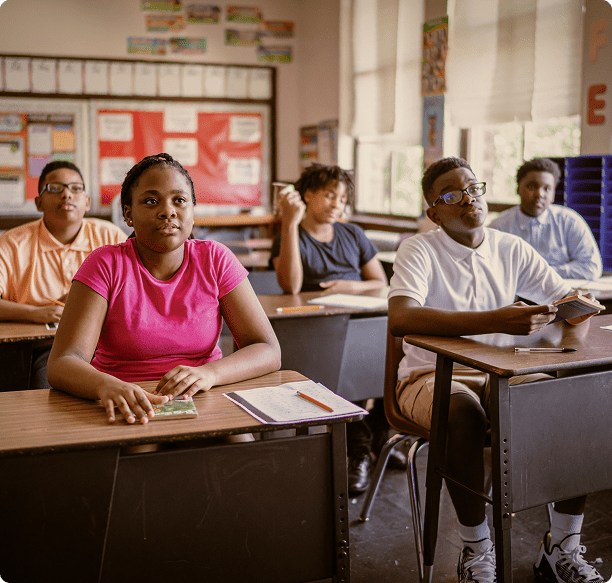 Engaged classroom with focused students