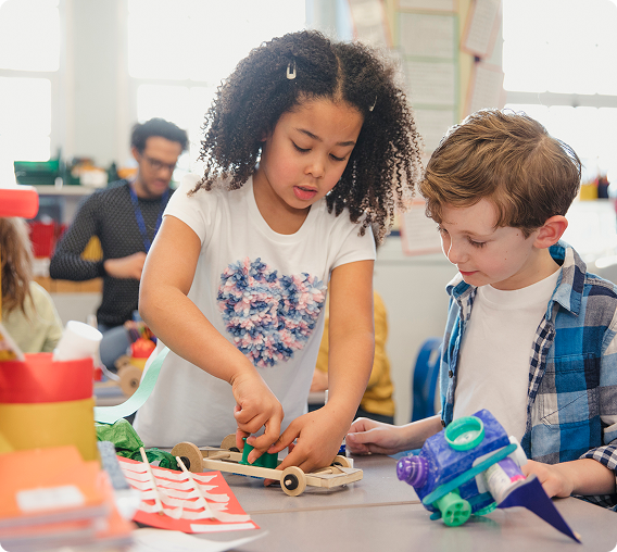 Young students engaged in hands-on activity