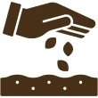 Gardening symbol with hand and seeds