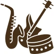 Musical instruments illustration with saxophone